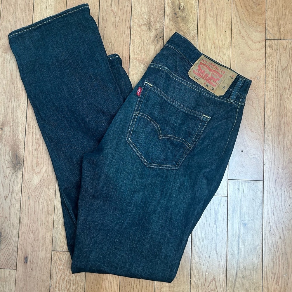 Levi's 501 Men's Dark Wash 100% Cotton Denim Jeans Size W36 L32‎ - Picture 10 of 11